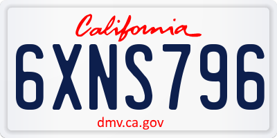 CA license plate 6XNS796