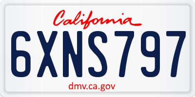 CA license plate 6XNS797