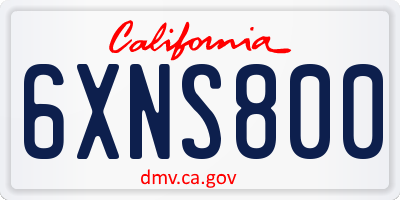 CA license plate 6XNS800