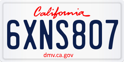 CA license plate 6XNS807