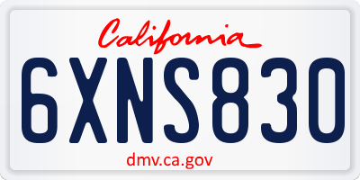 CA license plate 6XNS830