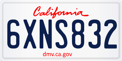 CA license plate 6XNS832