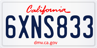 CA license plate 6XNS833