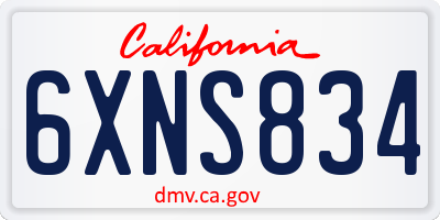 CA license plate 6XNS834