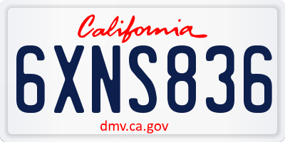 CA license plate 6XNS836