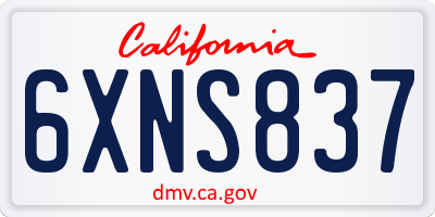 CA license plate 6XNS837