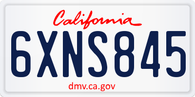 CA license plate 6XNS845