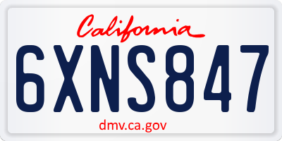 CA license plate 6XNS847