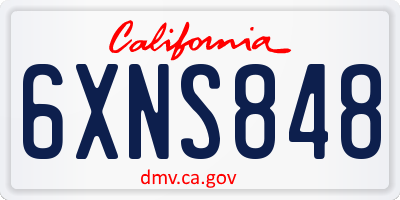 CA license plate 6XNS848