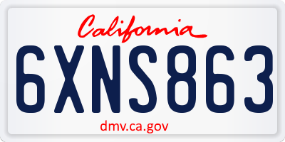CA license plate 6XNS863