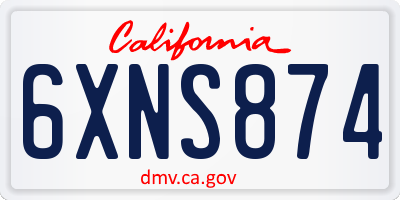 CA license plate 6XNS874