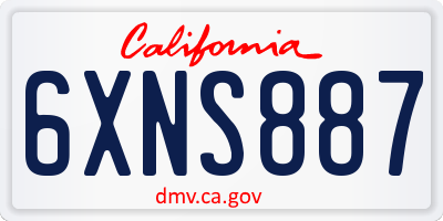 CA license plate 6XNS887