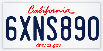 CA license plate 6XNS890