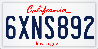 CA license plate 6XNS892