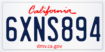 CA license plate 6XNS894