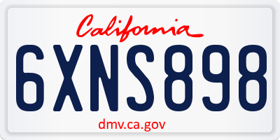 CA license plate 6XNS898