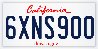CA license plate 6XNS900