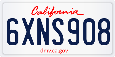 CA license plate 6XNS908