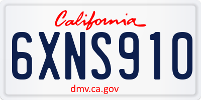 CA license plate 6XNS910