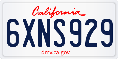 CA license plate 6XNS929