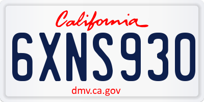 CA license plate 6XNS930
