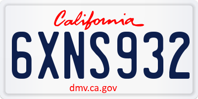 CA license plate 6XNS932