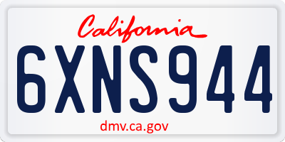 CA license plate 6XNS944