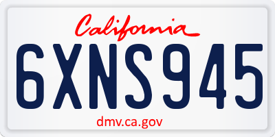 CA license plate 6XNS945