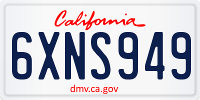 CA license plate 6XNS949