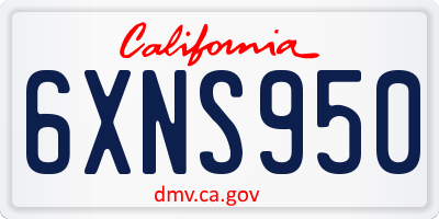CA license plate 6XNS950