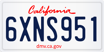CA license plate 6XNS951