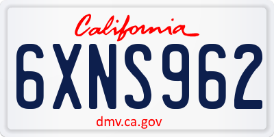 CA license plate 6XNS962