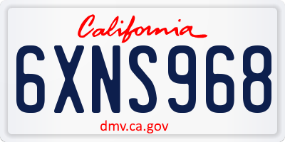 CA license plate 6XNS968