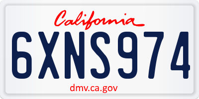 CA license plate 6XNS974