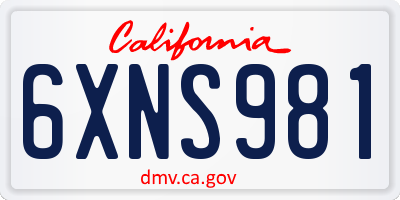 CA license plate 6XNS981