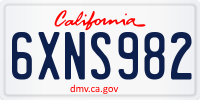 CA license plate 6XNS982