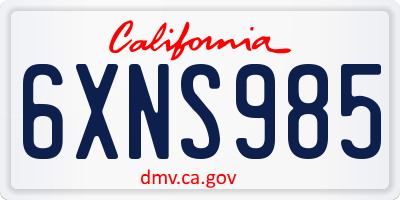 CA license plate 6XNS985