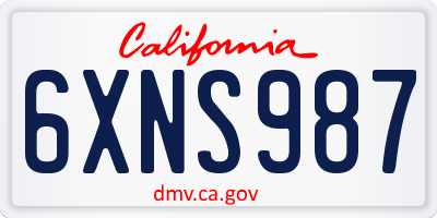 CA license plate 6XNS987
