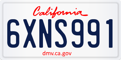 CA license plate 6XNS991