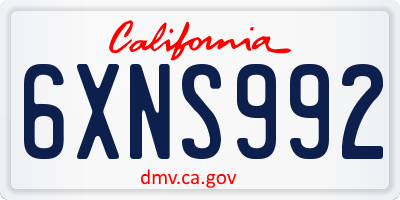 CA license plate 6XNS992