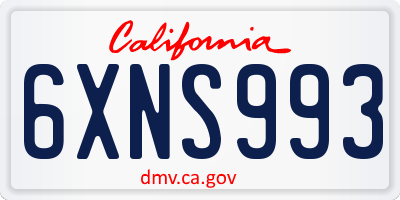 CA license plate 6XNS993
