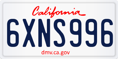 CA license plate 6XNS996