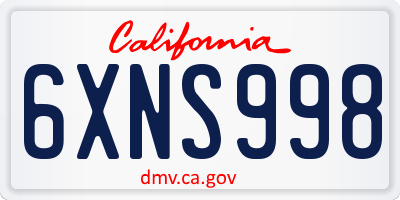 CA license plate 6XNS998