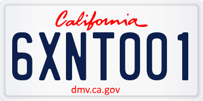 CA license plate 6XNT001