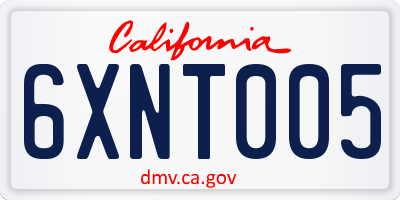 CA license plate 6XNT005
