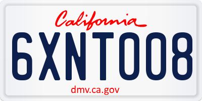 CA license plate 6XNT008