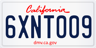 CA license plate 6XNT009