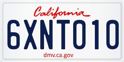 CA license plate 6XNT010