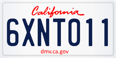CA license plate 6XNT011