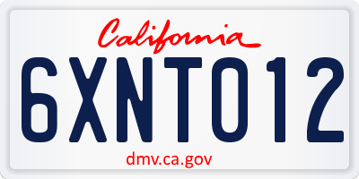 CA license plate 6XNT012